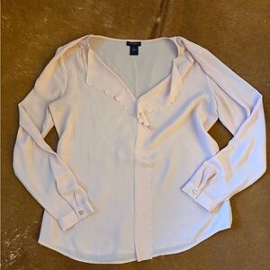 Ann Taylor Soft Pink Blouse with Scalloped Edges